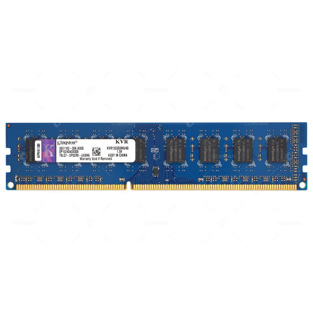 KVR1333D3N9-4G KINGSTON DDR3 4GB 2RX8 PC3-10600 1333MHZ UDIMM CL9 LOW PROFILE